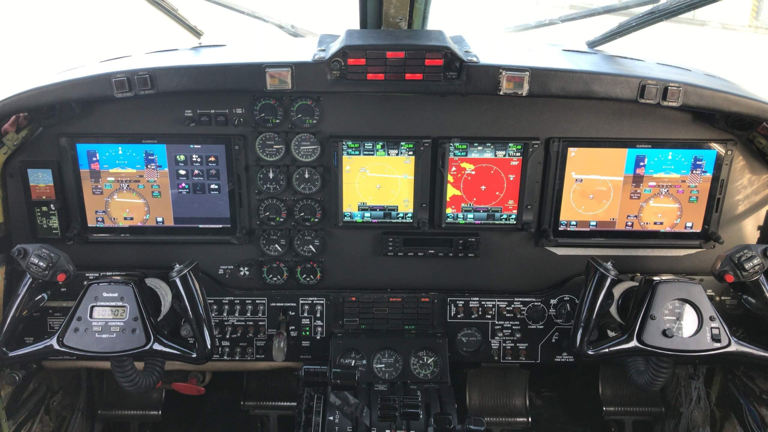 Install Dual Garmin G600TXi's, S-TEC / Genesys 2100 Autopilot system, GTS825 Traffic System, Mid-Continent Standby Attitude Module, New Audio Panels, Transponders and ADS-B In and Out Compliant, in a Kingair B200.