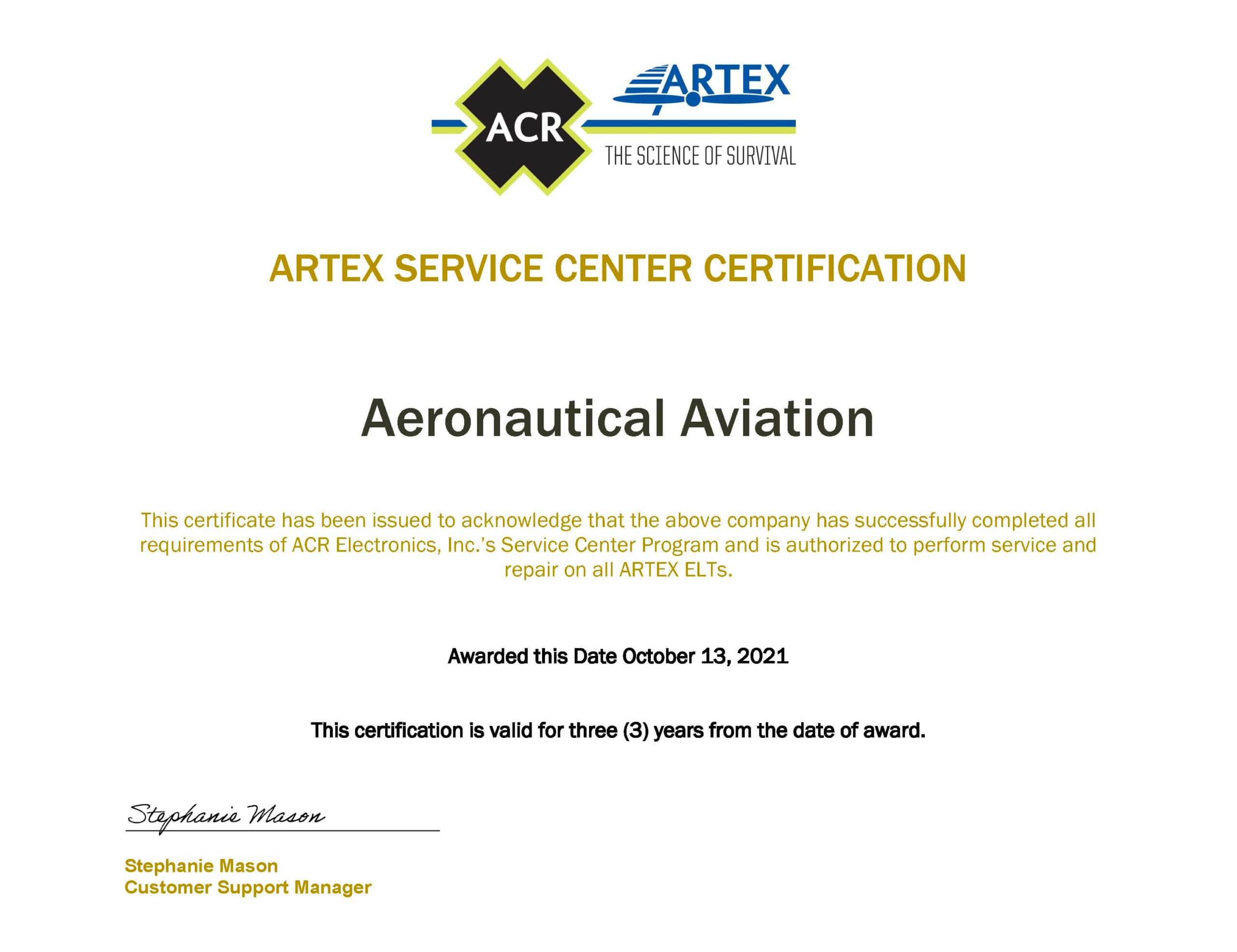 03 ARTEX Service Center Certification (ASC)-Aeronautical Aviation 2021